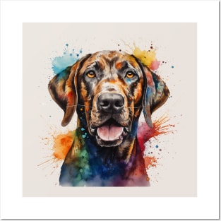 Plott Hound Bright Watercolor Painting Posters and Art